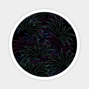 Midnight Palm Leaves Pattern Magnet